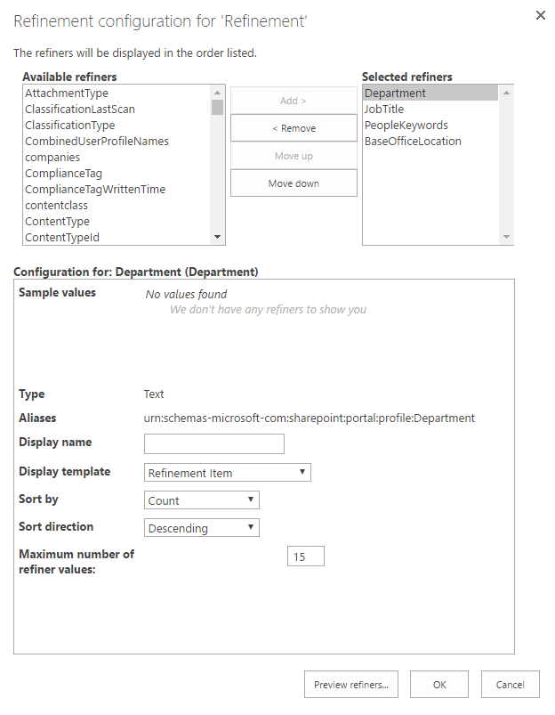 Refinement configuration